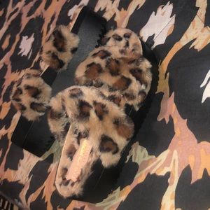 Leopard print platform shoes